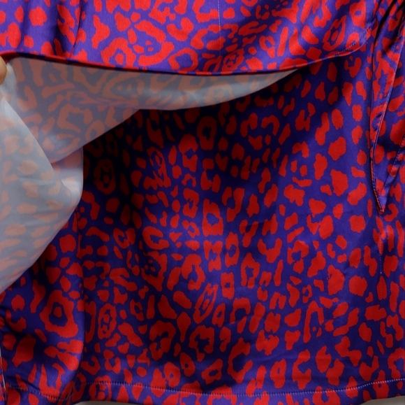 Sincerely Jules Animal Print Faux Wrap Skirt Women's L Purple Retro 90s Y2K - Picture 4 of 10